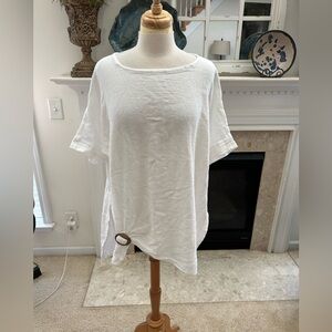 Cobblestone White Linen/Cotton Top